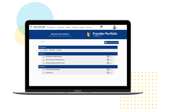 screenshot of Provider Portfolio